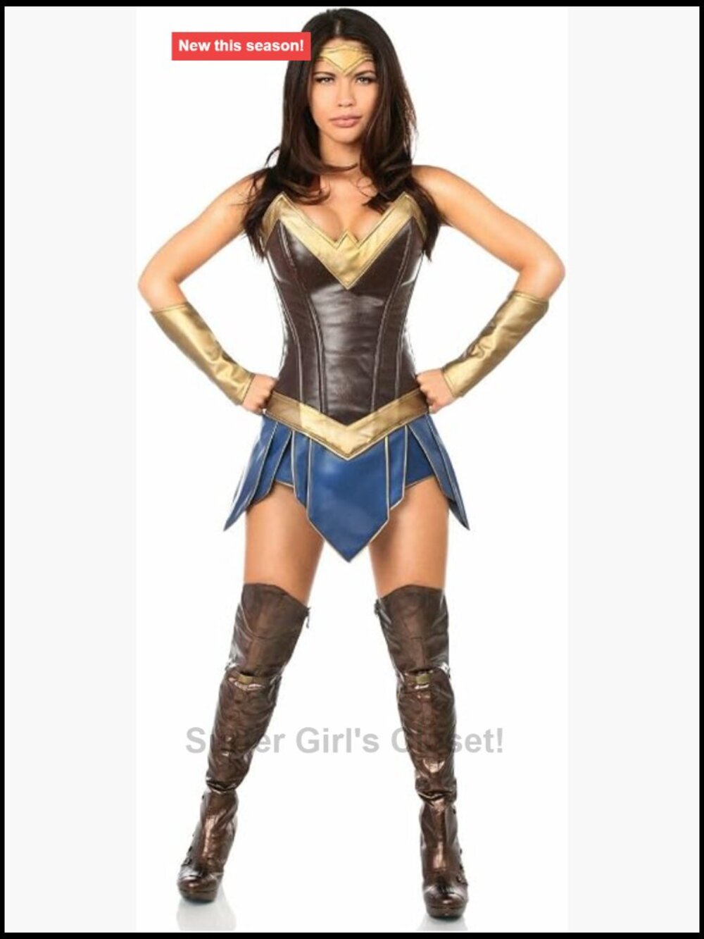 Steel Boned Warrior Woman Corset Costume Dress 3 Piece Set